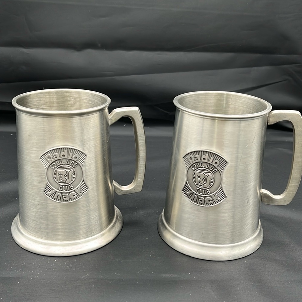 Rare Pair of Radio Shack Pewter Tankards $200,000 Club Reward Gifts.